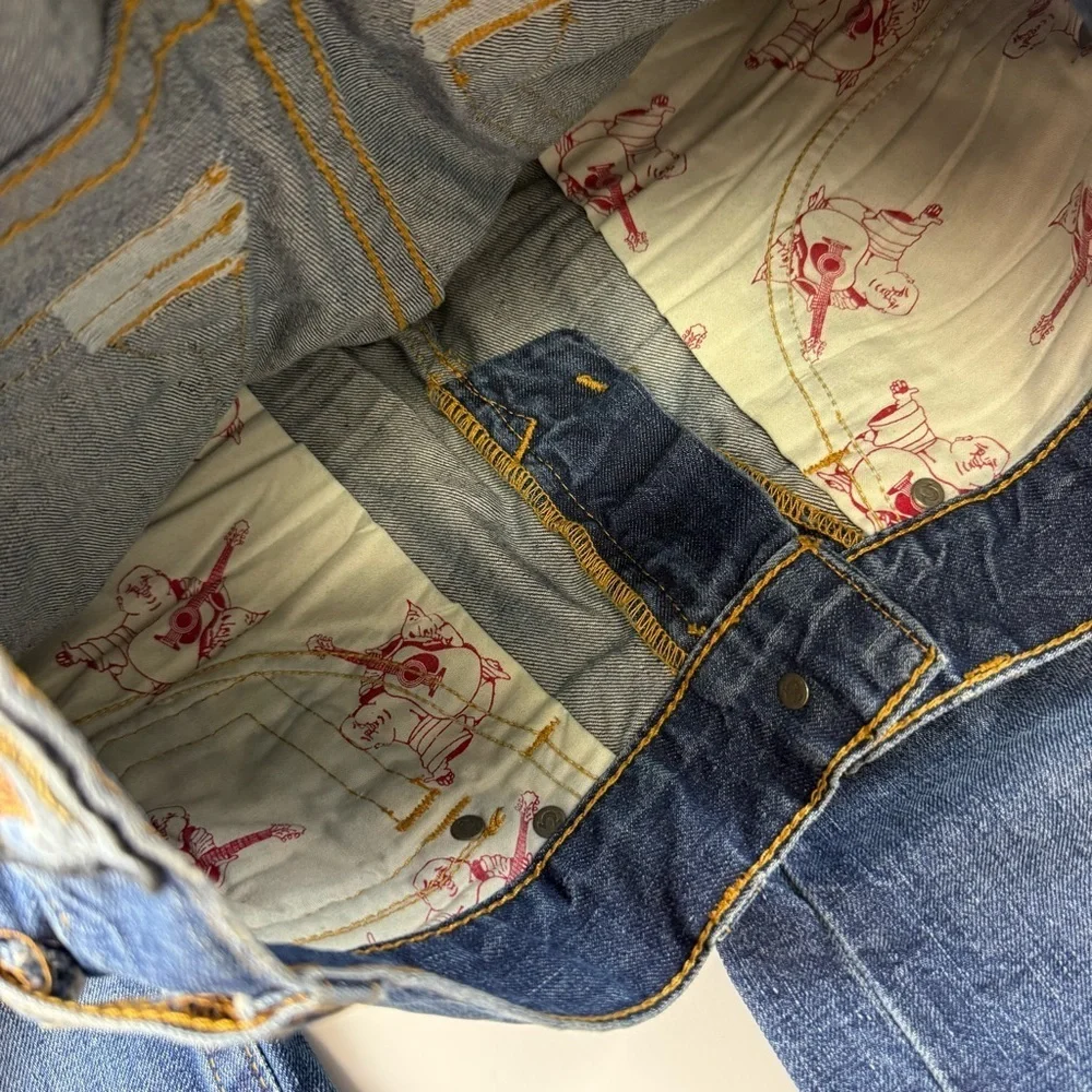 True Religion Jeans Mens 30 Blue Cotton Denim Embroidered Tag Made in USA